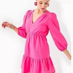 NEW Lilly Pulitzer Deacon 3/4 Sleeve Lined Dress Passion Fruit Pink Size 6 NWT